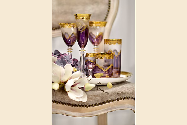 Purpurowe kieliszki do szampana Bejrut Violet -BBA
