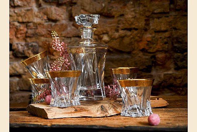 Ambasador-AZ-Luksusowa karafka kryształowa + 6 szklanek do whisky