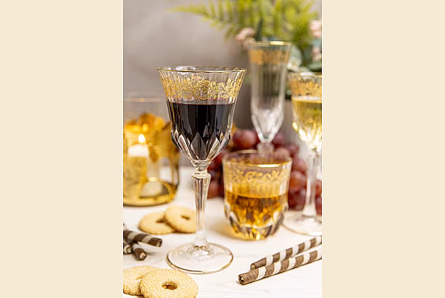 Eleganckie kieliszki do wody 280ml zdobione złotem CHARME-CHROB