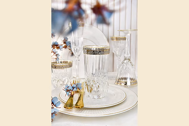 Eleganckie szklanki do wody z platynowym dekorem Sofia Crystal-SCD