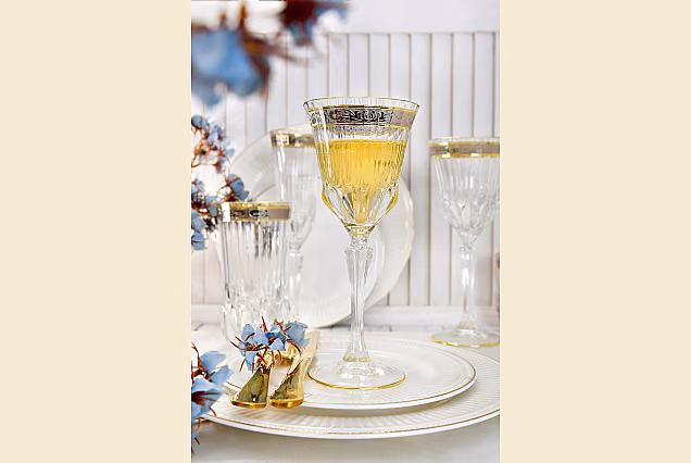 Luksusowe kieliszki do wina 220ml z platynowym zdobieniem Palermo Crystal-PCC