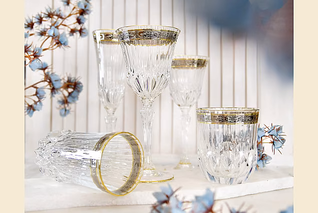 Luksusowe kieliszki do wina 220ml z platynowym zdobieniem Palermo Crystal-PCC